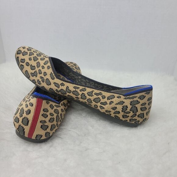 Rothy's The Flat Leopard Animal Print Knit Fabric Slip On Womens Shoes Size 8 - Picture 6 of 9